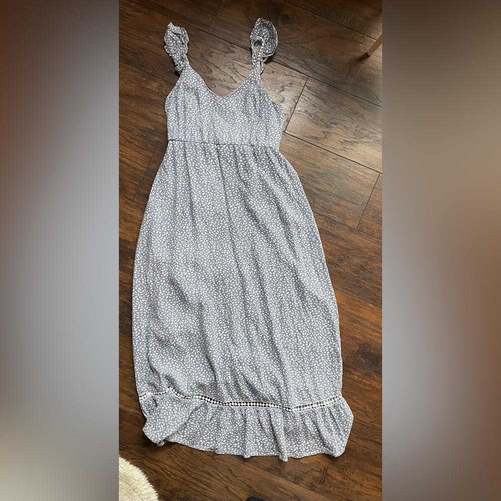 Grey/blue and White Patterned maxi Dress